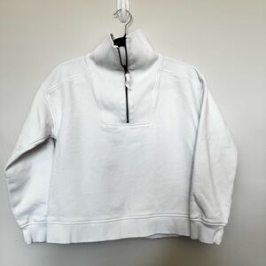 L.L.Bean Women’s Small White Quarter Zip Sweatshirt Fleece Lined Pullover